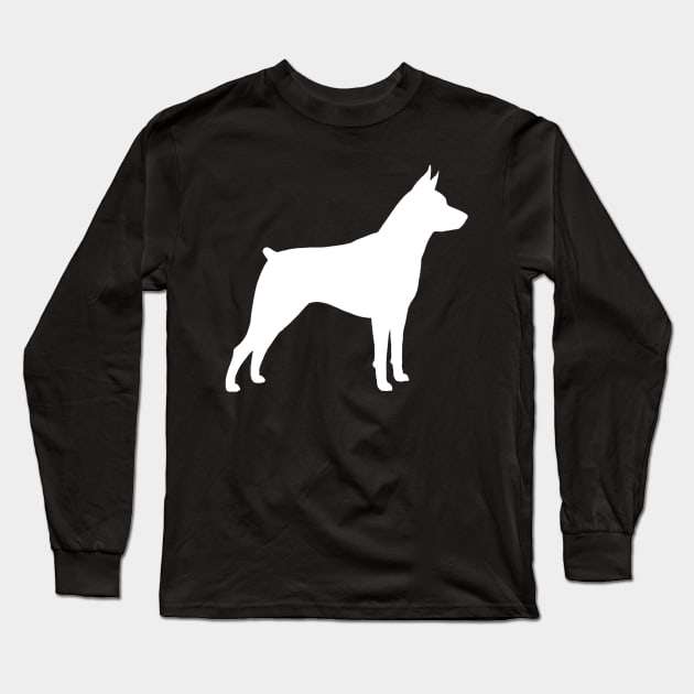 Miniature Pinscher Silhouette(s) Long Sleeve T-Shirt by Coffee Squirrel